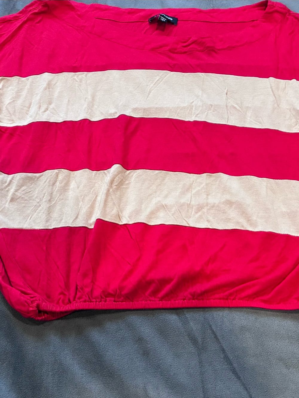 bebe Pink and Cream Striped Women's Top